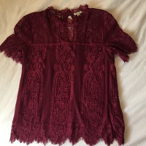 Red eyelet lace top